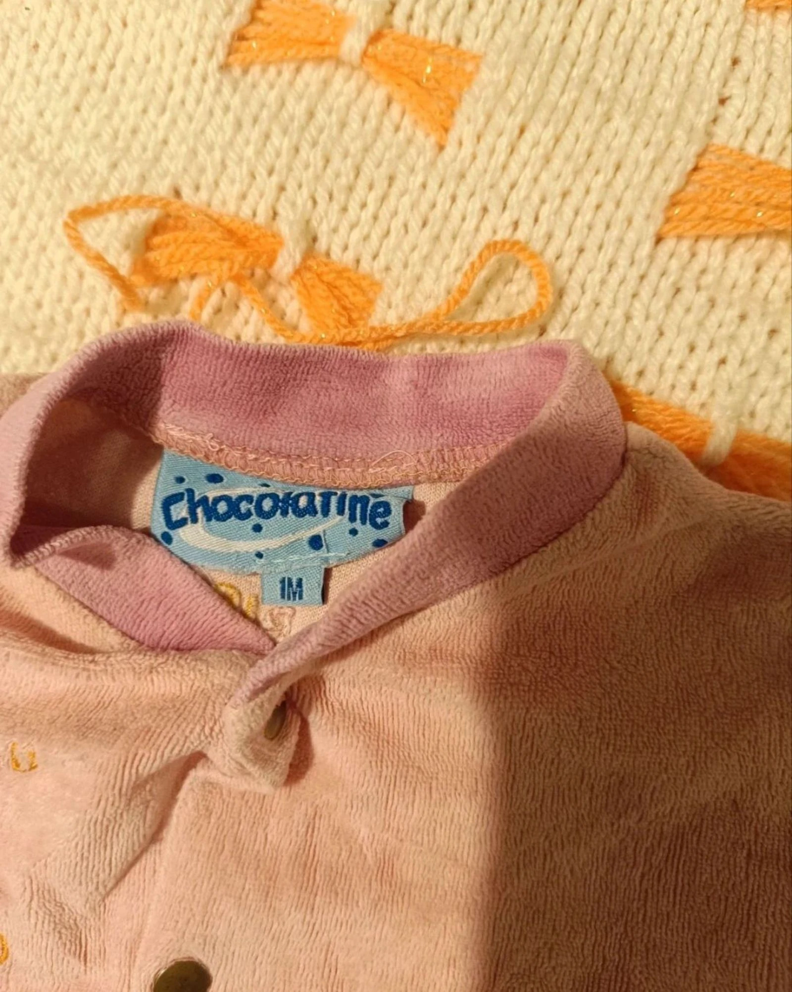 Pijama dors-bien em veludo rosa rato "Bisou" CHOCOLATINES – Tamanho 1 mês – Muito bom estado – photo 3